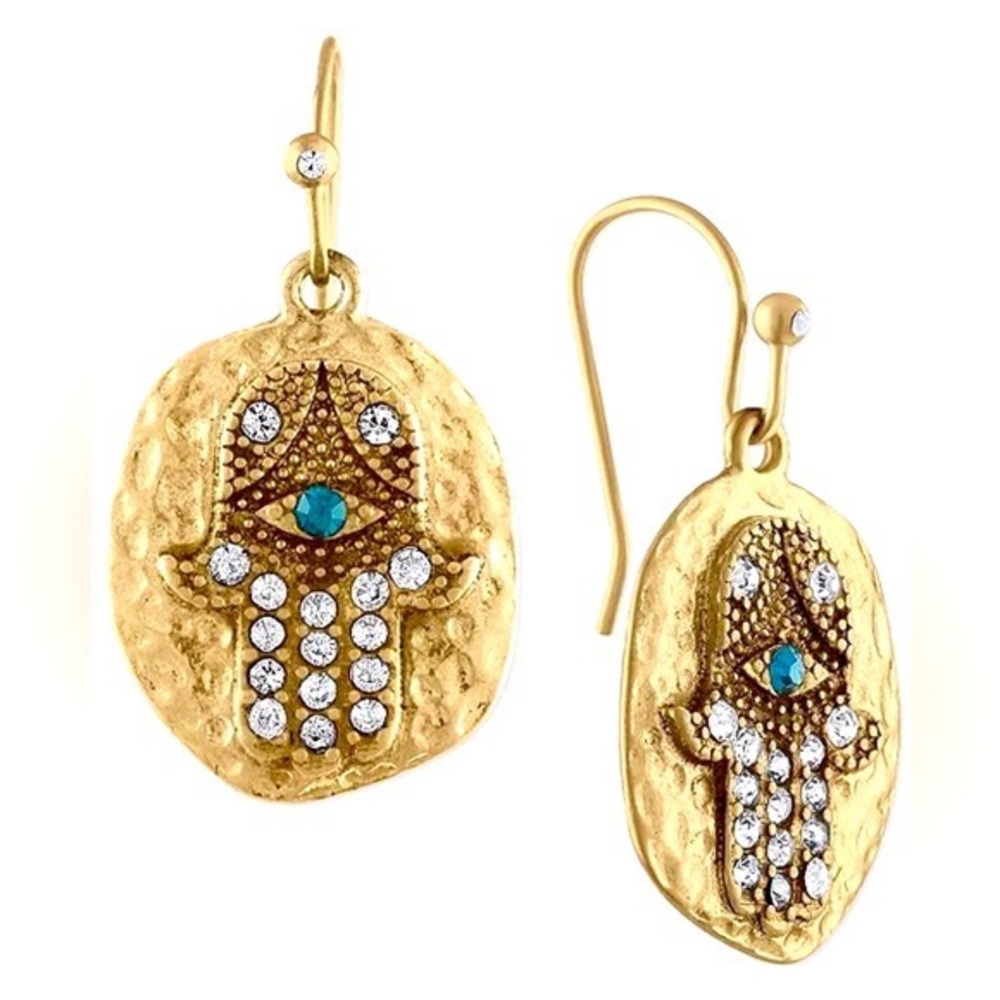 ✨SOLD OUT✨ NWT Gold + Pavé Diamond Hamsa Drop Earrings💎✨